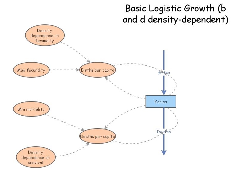 Logistic Growth in koalas | Insight Maker